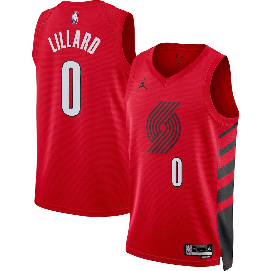 Men Portland Trail Blazers 0 Damian Lillard Jordan Brand Red 2022-23 Statement Edition Swingman NBA Jersey